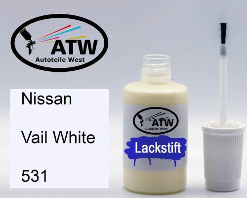 Nissan, Vail White, 531: 20ml Lackstift, von ATW Autoteile West.